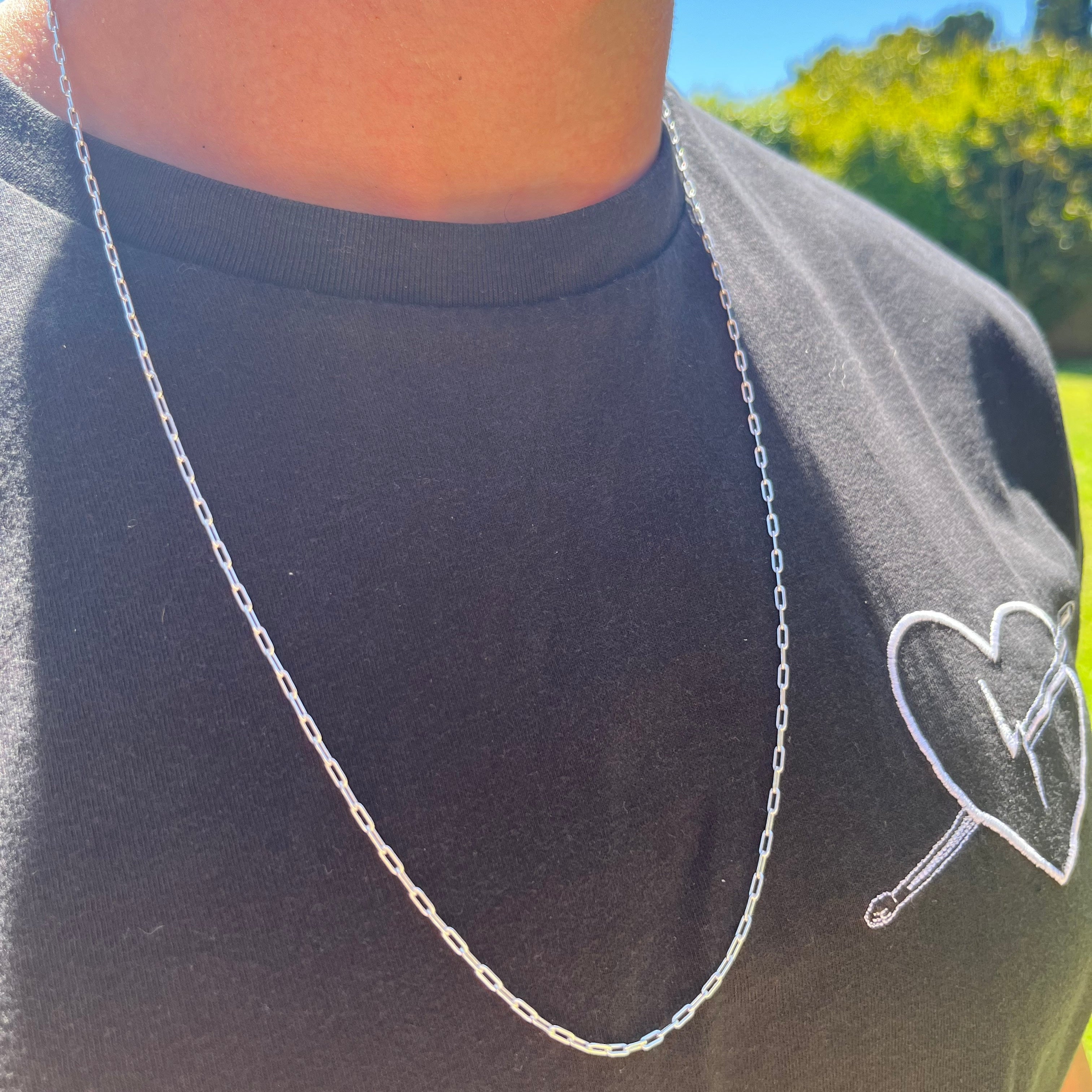 Cadena Eslabón alargado Plata nacional 925