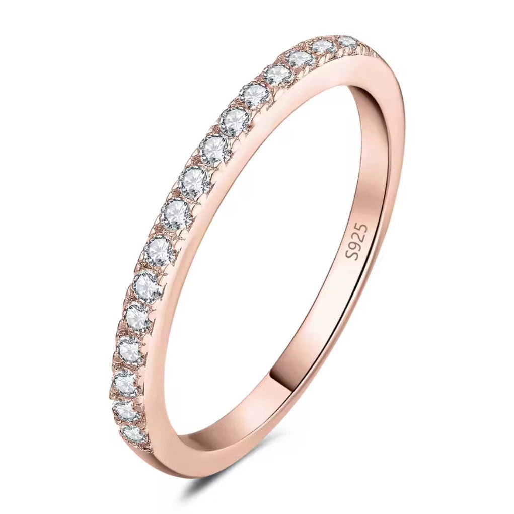 Anillo de Plata 925 ,Oro Rosa 18k y Moissanita